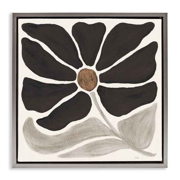 Stupell Industries Modern Neutral Flower Botanical & Floral Painting Gray Floater Framed Art Print Wall Art, 25 x 25