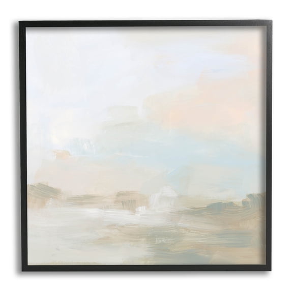 Stupell Industries Modern Neutral Landscape Abstract Painting Black Framed Art Print Wall Art, Design by June Erica Vess