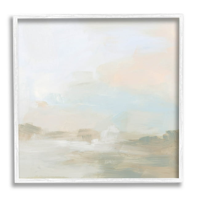 Stupell Industries Modern Neutral Landscape Abstract Painting White Framed Art Print Wall Art, Design by June Erica Vess