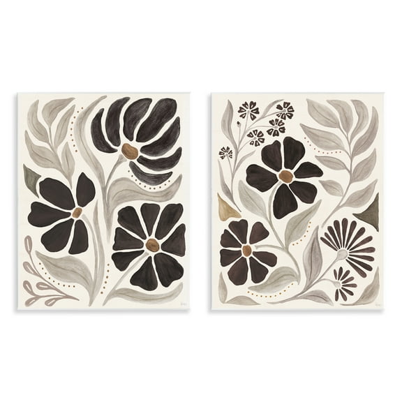 Stupell Industries Modern Neutral Petals Plants & Flowers Painting Unframed Art Print Wall Art, 11 x 14, Set of 2