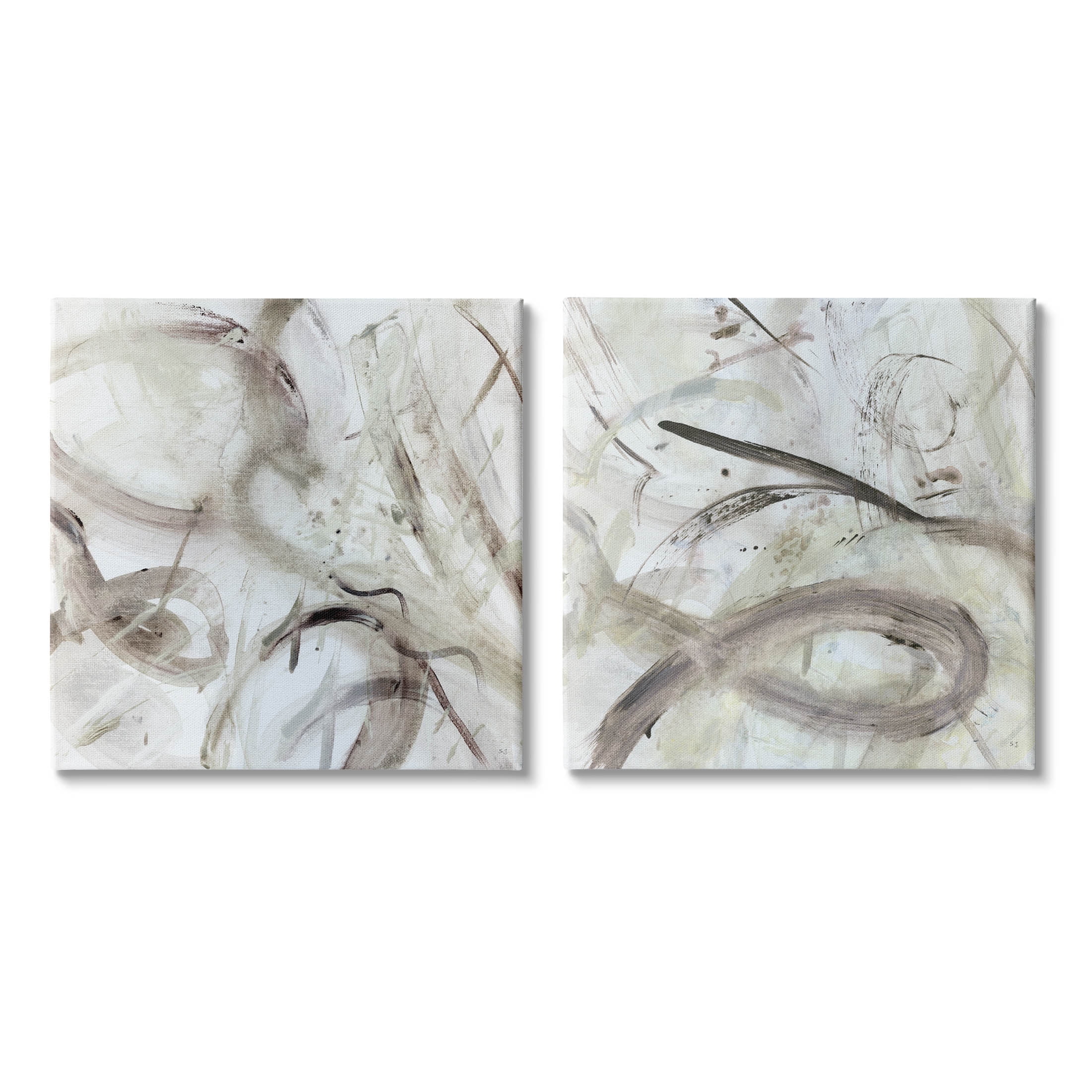 Stupell Industries Modern Neutral Tones Abstract Painting Gallery Wrapped Canvas Print Wall Art, Set of 2, Design by Susan Jill