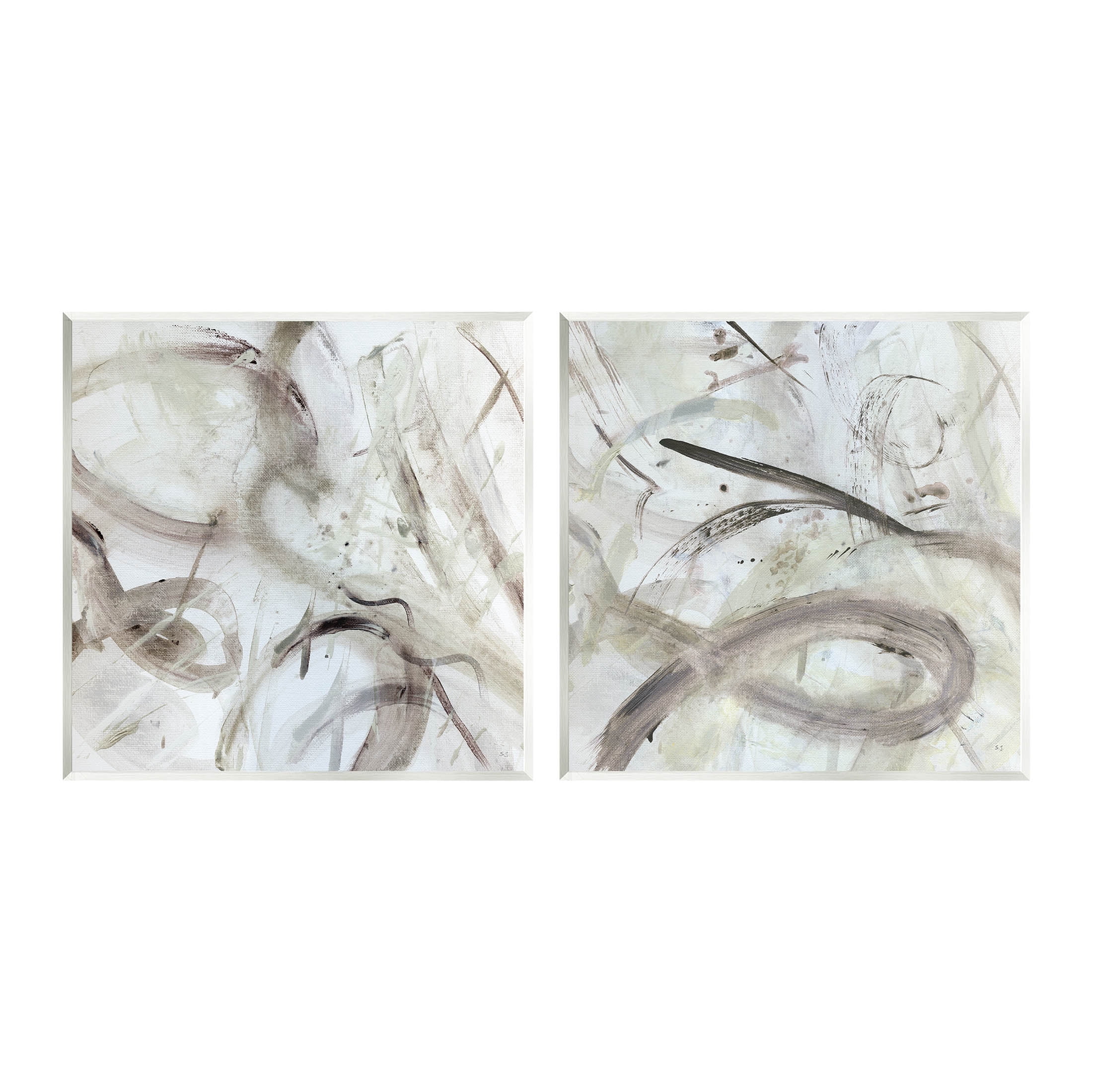 Stupell Industries Modern Neutral Tones Abstract Painting Unframed Art Print Wall Art, Set of 2, Design by Susan Jill