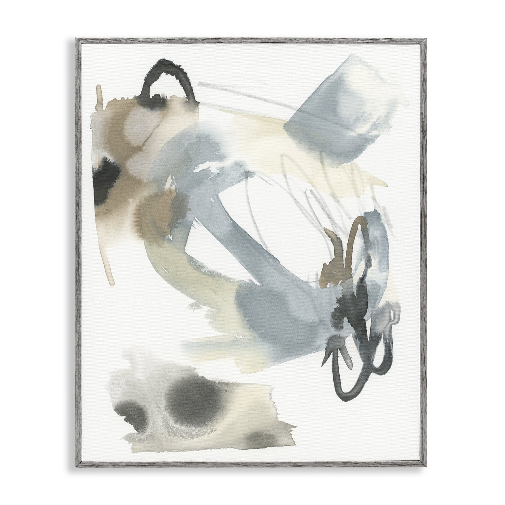 Stupell Industries Modern Neutral Watercolor Abstract Painting Gray Framed Art Print Wall Art, 24 x 30