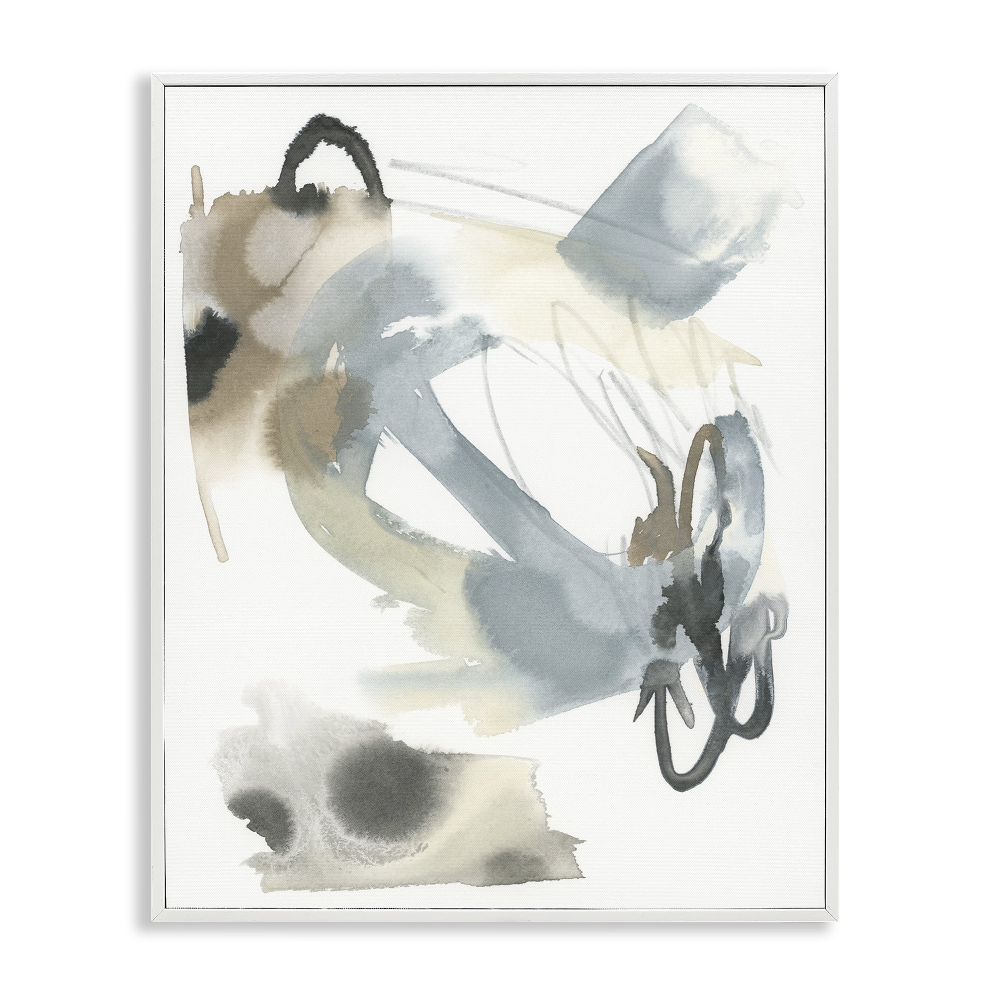 Stupell Industries Modern Neutral Watercolor Abstract Painting White Framed Art Print Wall Art, 16 x 20
