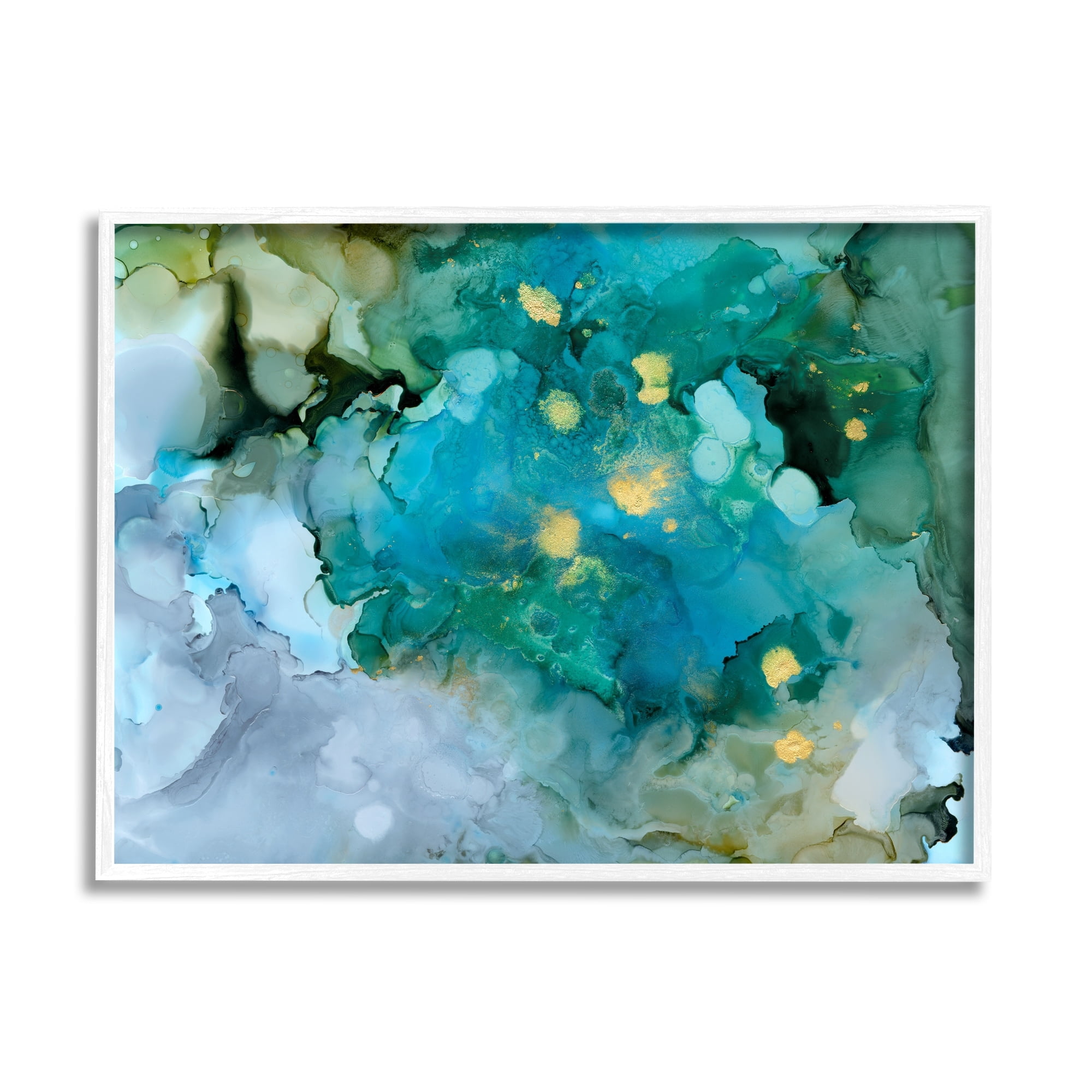 Stupell Industries Modern Ocean Water Abstract Painting Fluid Watercolor Composition, 20 x 16,Design by Victoria Borges