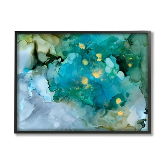 Stupell Industries Modern Ocean Water Abstract Painting Fluid Watercolor Composition, 20 x 16,Design by Victoria Borges