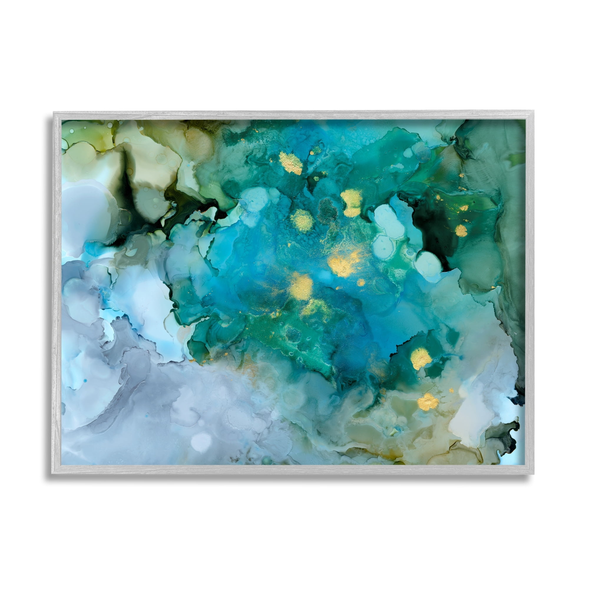 Stupell Industries Modern Ocean Water Abstract Painting Fluid Watercolor Composition, 20 x 16,Design by Victoria Borges