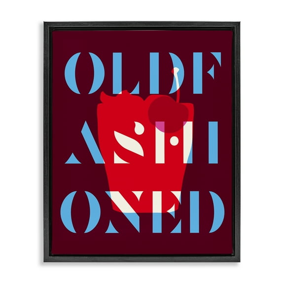 Stupell Industries Modern Old Fashioned Food & Beverage Painting Black Floater Framed Canvas Art Print Wall Art, 17 x 21