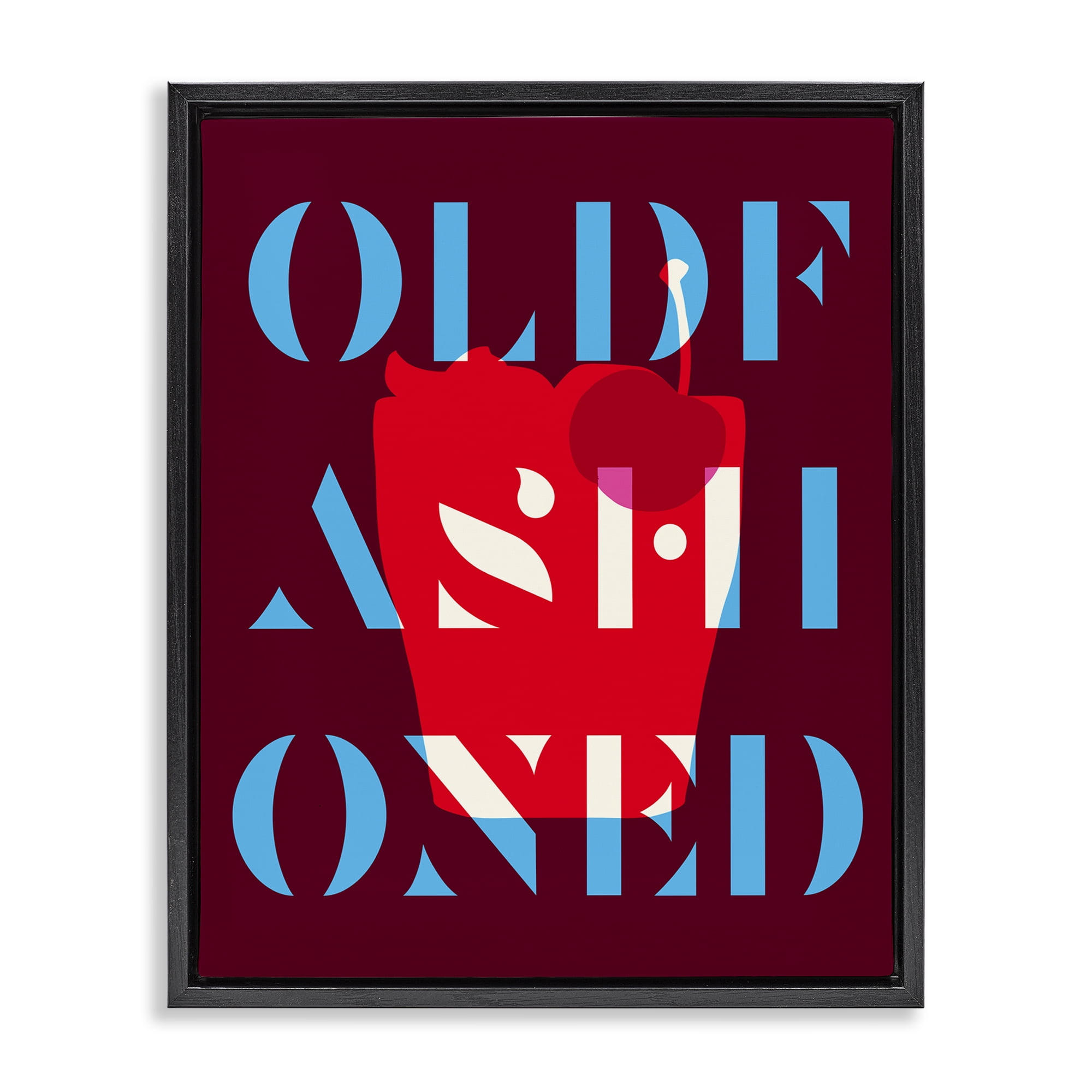 Stupell Industries Modern Old Fashioned Food & Beverage Painting Black Floater Framed Canvas Art Print Wall Art, 25 x 31