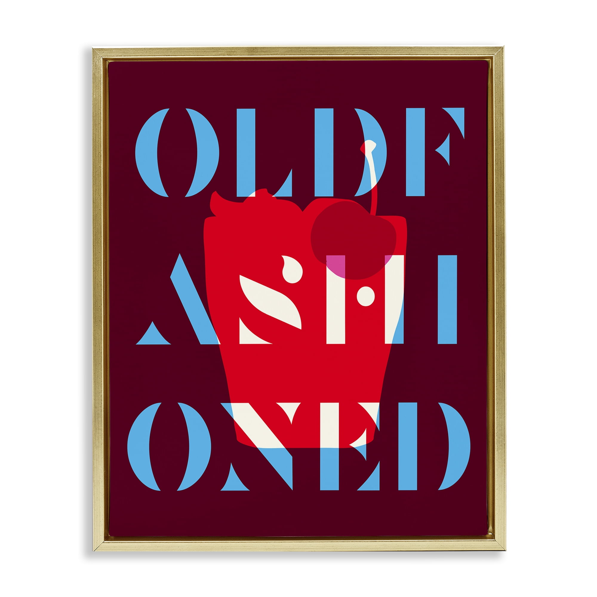 Stupell Industries Modern Old Fashioned Food & Beverage Painting Gold Floater Framed Canvas Art Print Wall Art, 17 x 21