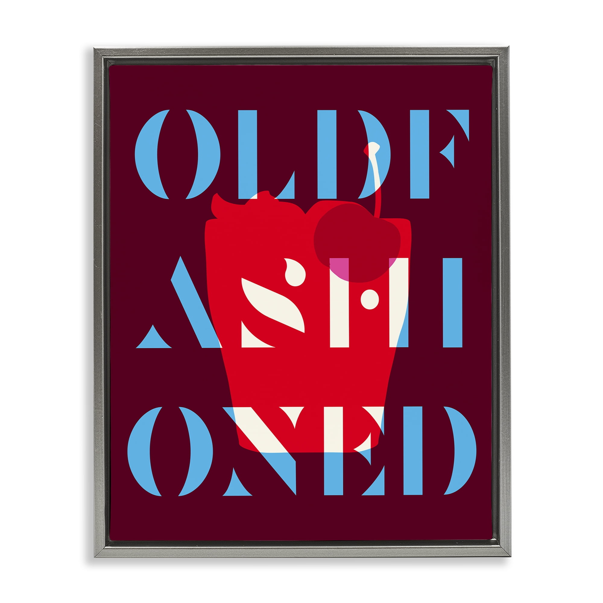 Stupell Industries Modern Old Fashioned Food & Beverage Painting Gray Floater Framed Canvas Art Print Wall Art, 17 x 21