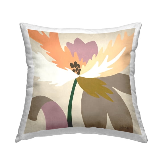 Stupell Industries Modern Orange Lily Flower Square Decorative Printed Throw Pillow, 18 x 18