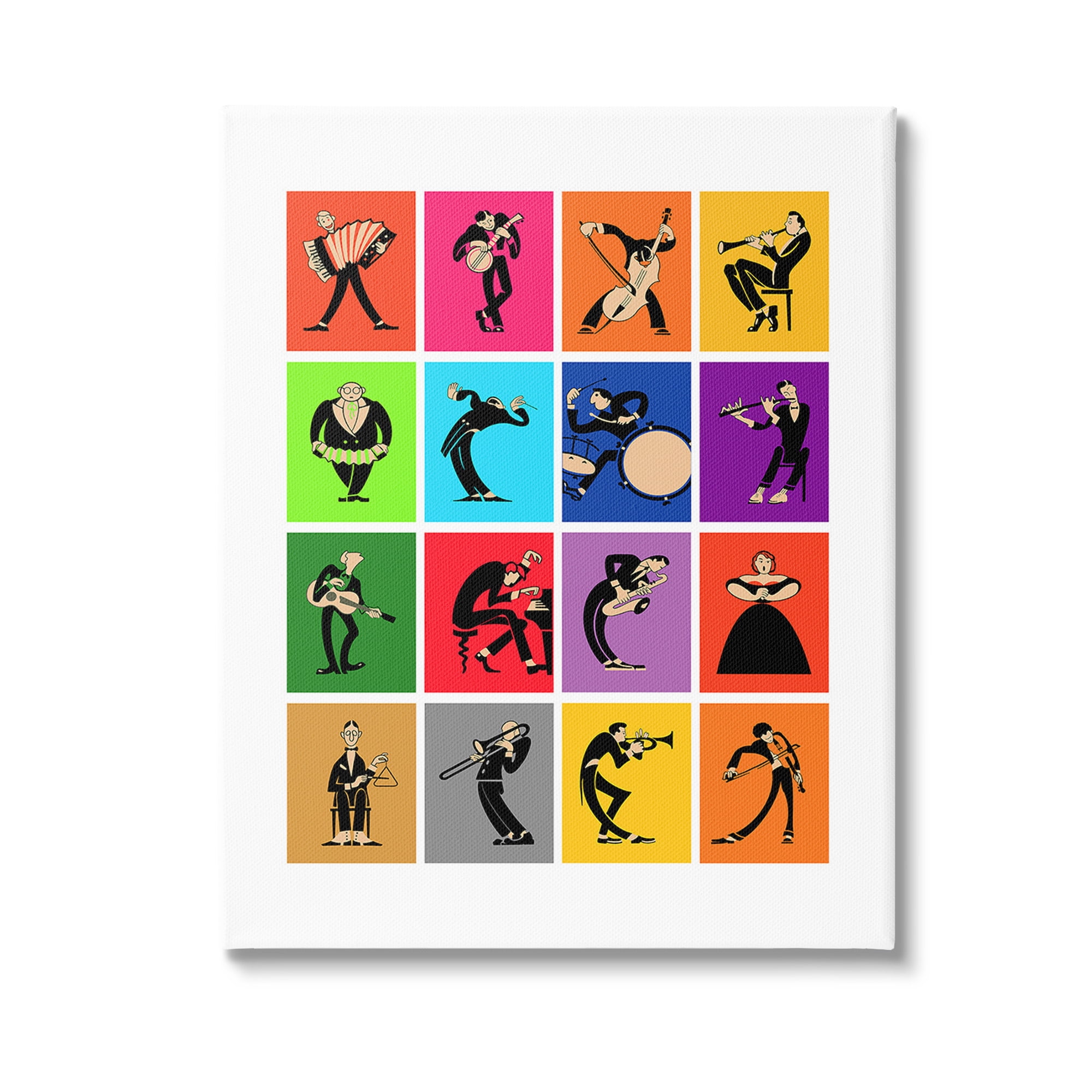 Colorful Modern Orchestra Musicians Canvas Wall Art, 24 x 30