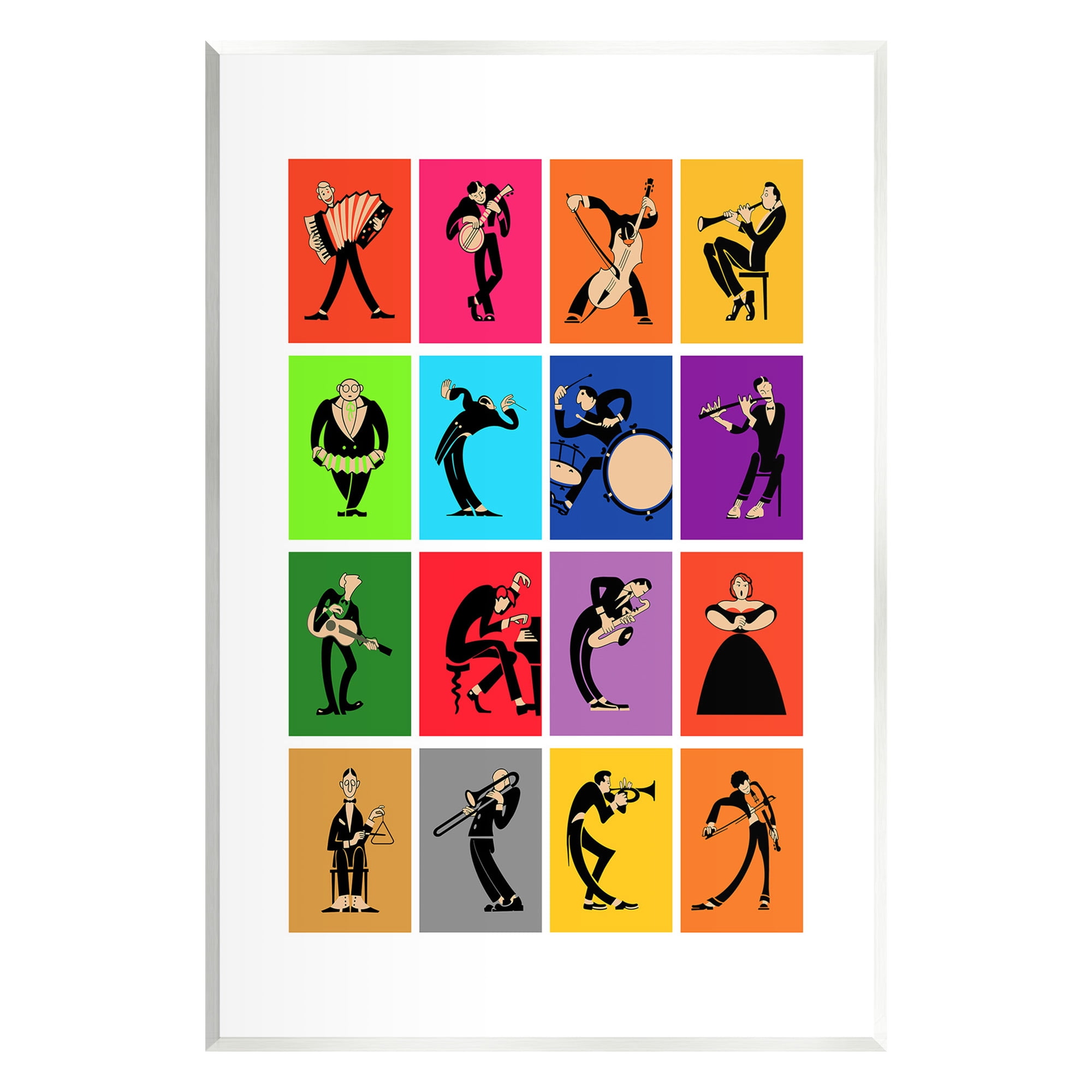 Stupell Industries Modern Orchestra Musicians Novelty Painting Unframed Art Print Wall Art, 13 x 19