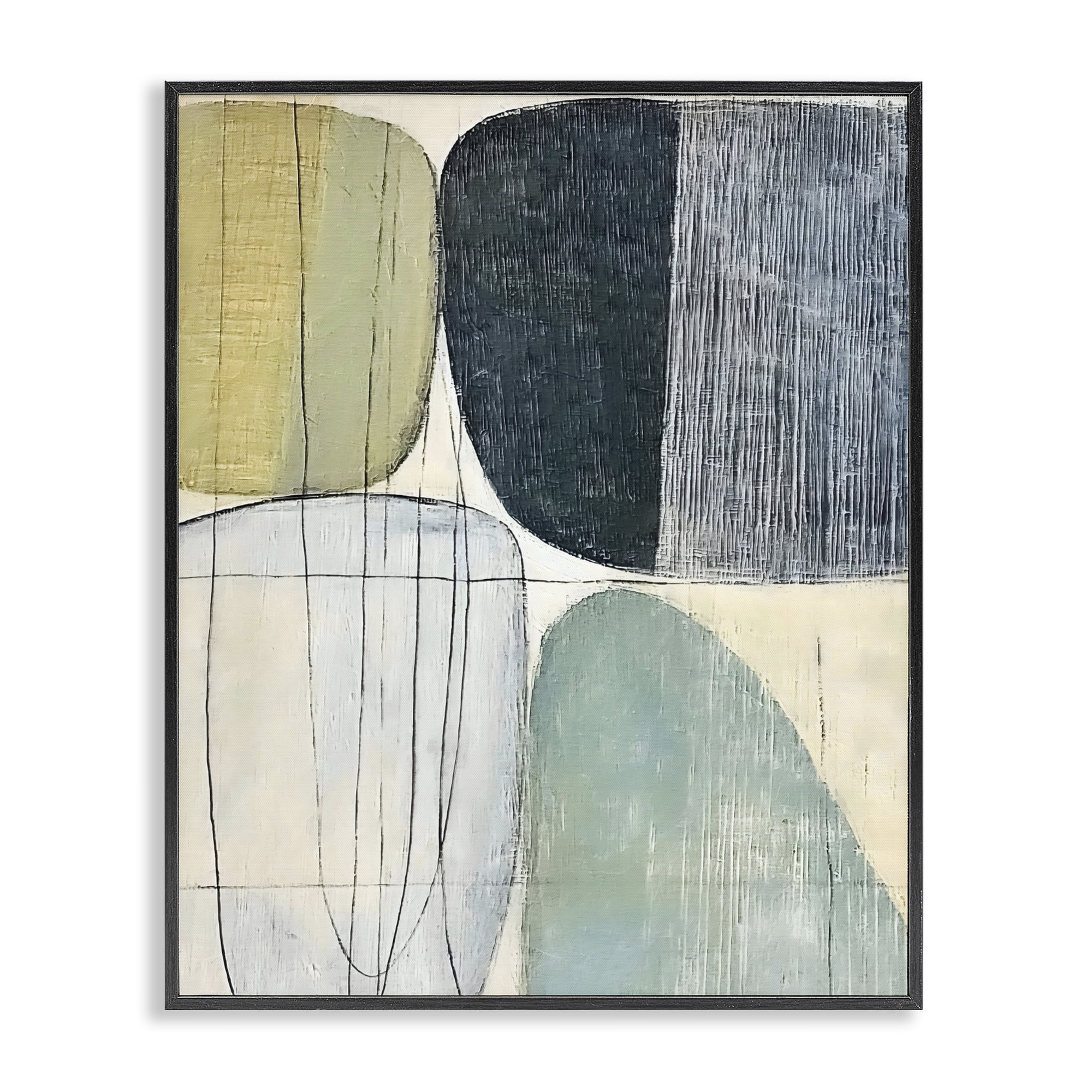 Stupell Industries Modern Organic Composition Black Framed Giclee Art, design by Riley B