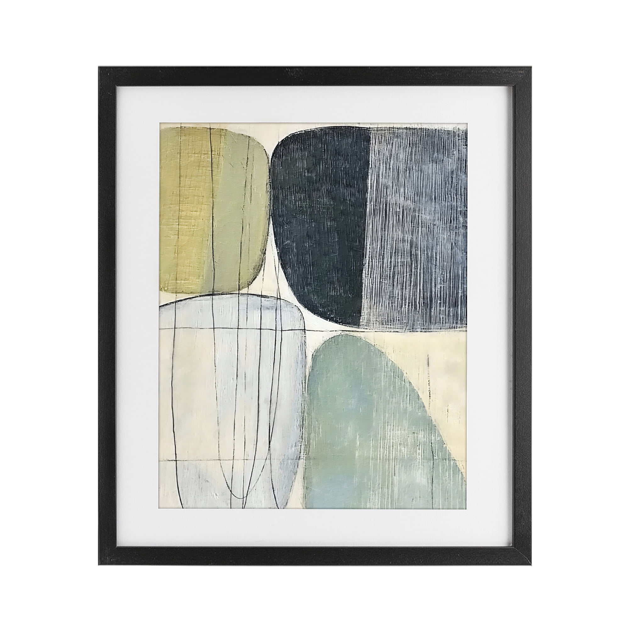 Stupell Industries Modern Organic Composition Black Framed Print Under Glass, design by Riley B