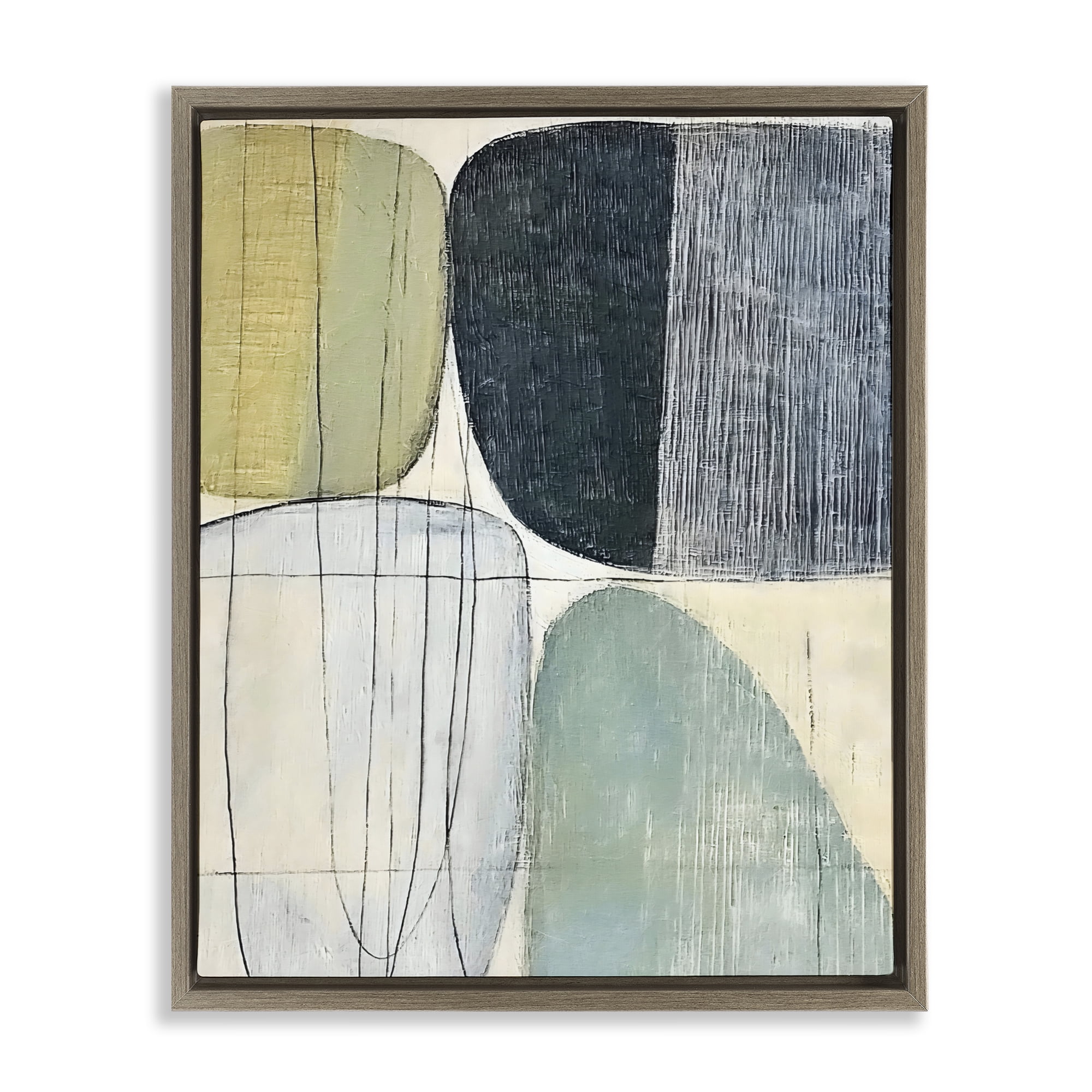 Stupell Industries Modern Organic Composition Brown Framed Floater Canvas Wall Art, design by Riley B