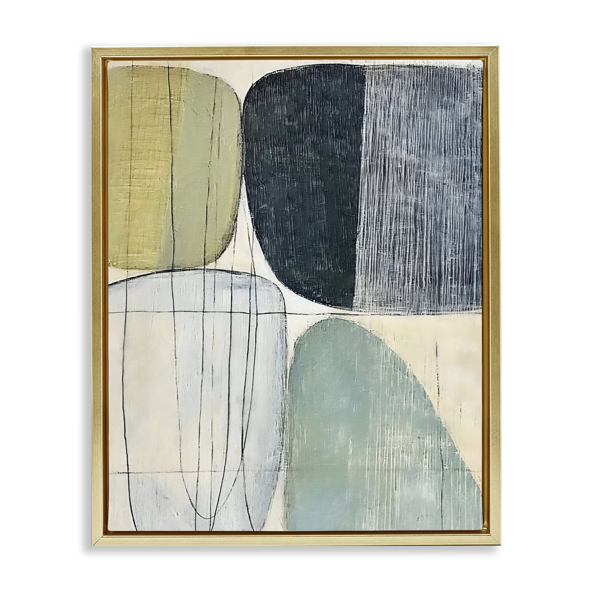 Stupell Industries Modern Organic Composition Gold Framed Floater Canvas Wall Art, design by Riley B