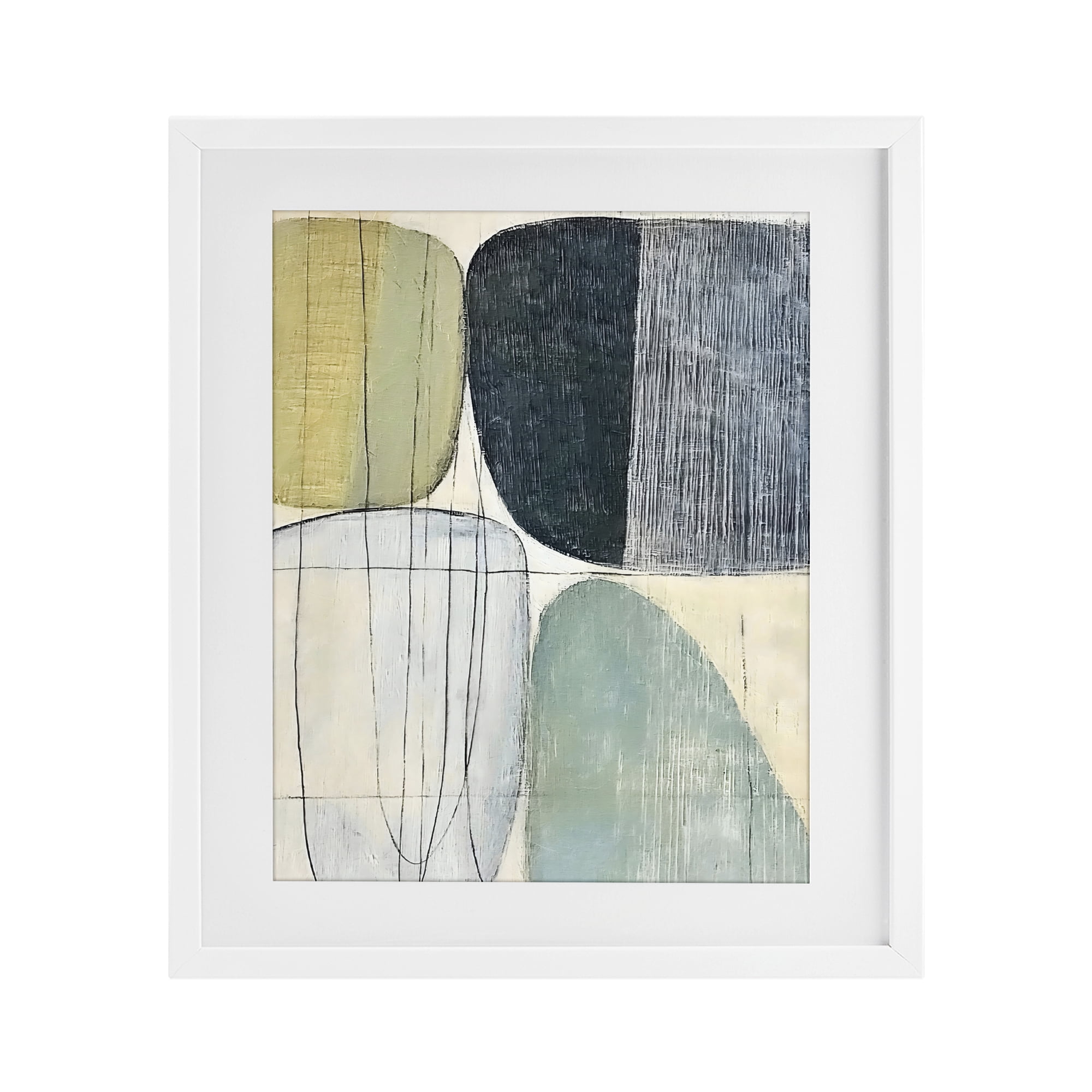 Stupell Industries Modern Organic Composition White Framed Print Under Glass, design by Riley B
