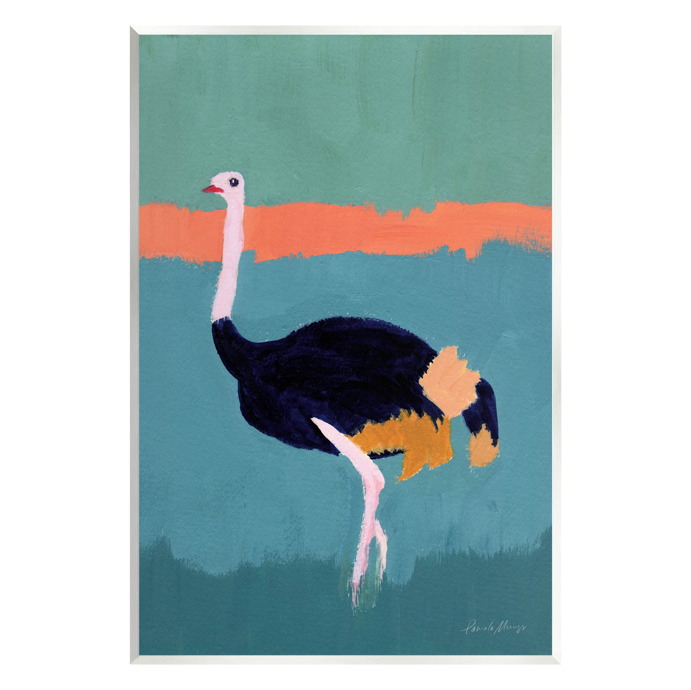 Modern Ostrich Wildlife Painting on MDF Wood