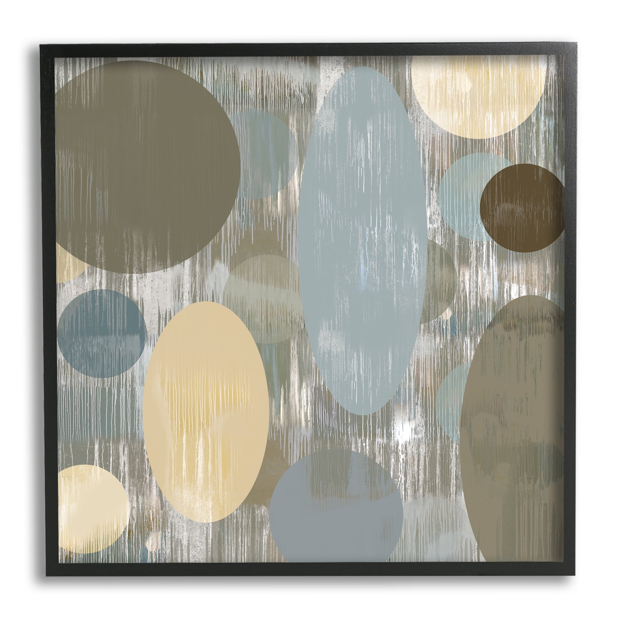 Stupell Industries Modern Ovals Abstraction Abstract Painting Black Framed Art Print Wall Art, 17 x 17