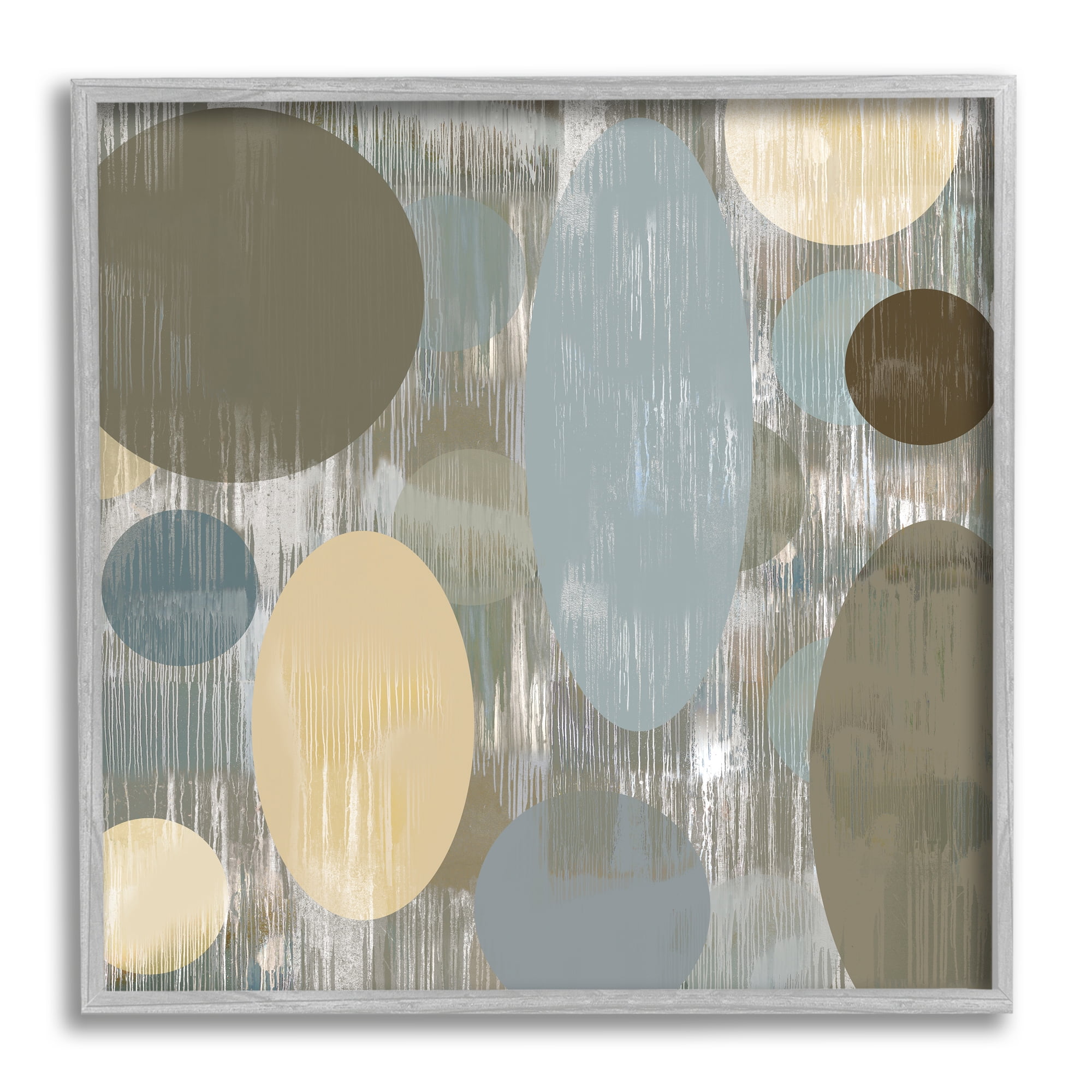 Stupell Industries Modern Ovals Abstraction Abstract Painting Gray Framed Art Print Wall Art, 24 x 24