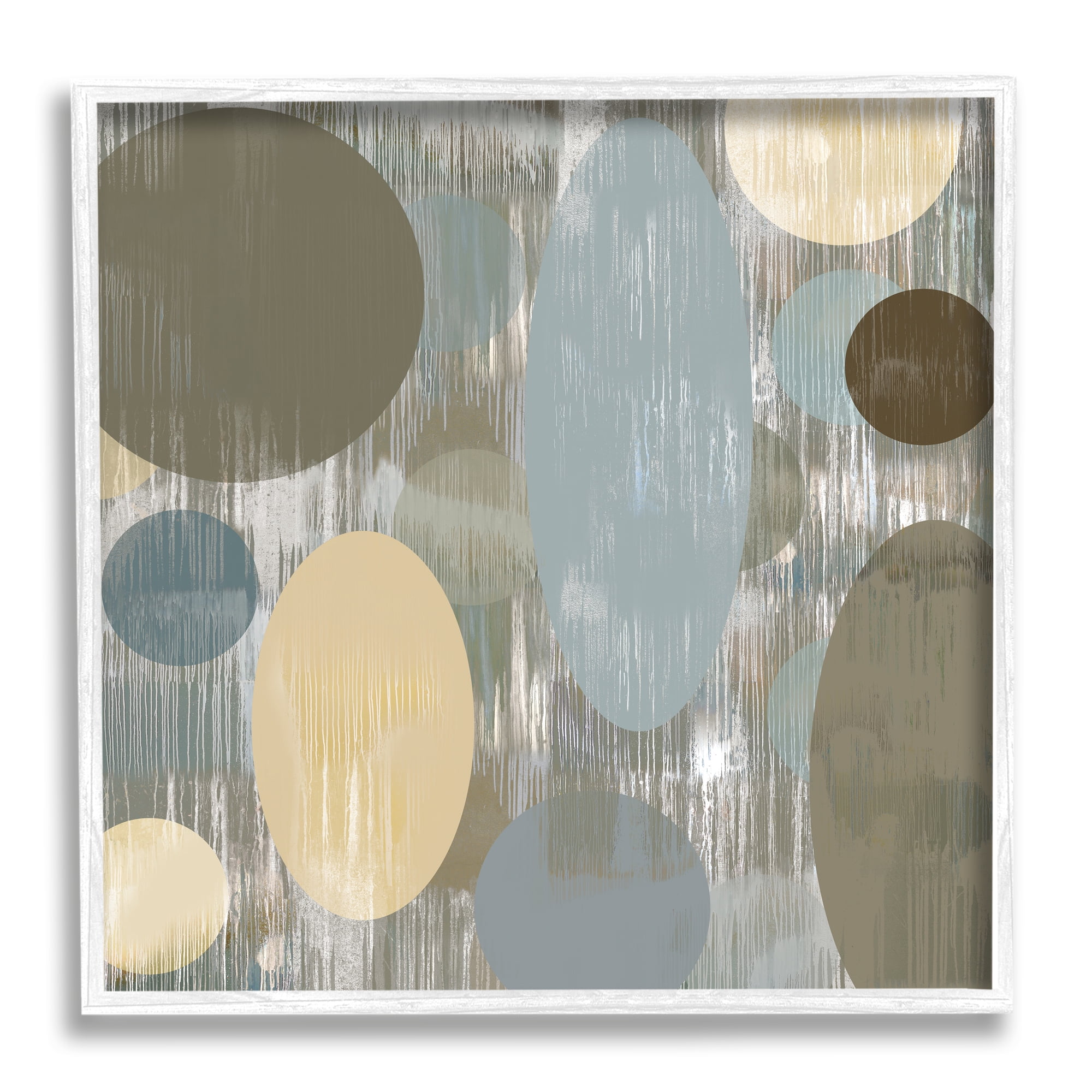 Stupell Industries Modern Ovals Abstraction Abstract Painting White Framed Art Print Wall Art, 24 x 24