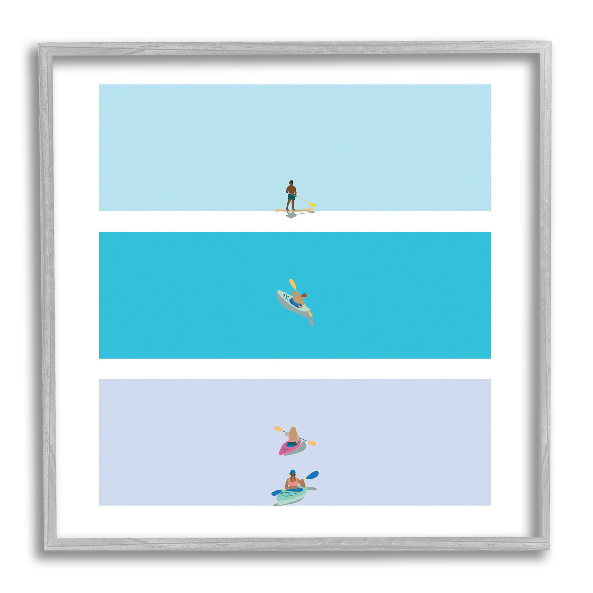 Stupell Industries Modern Paddle Boarding and Kayaks Athletes Summer Sports, 12 x 12, Designed by Make Much Studios