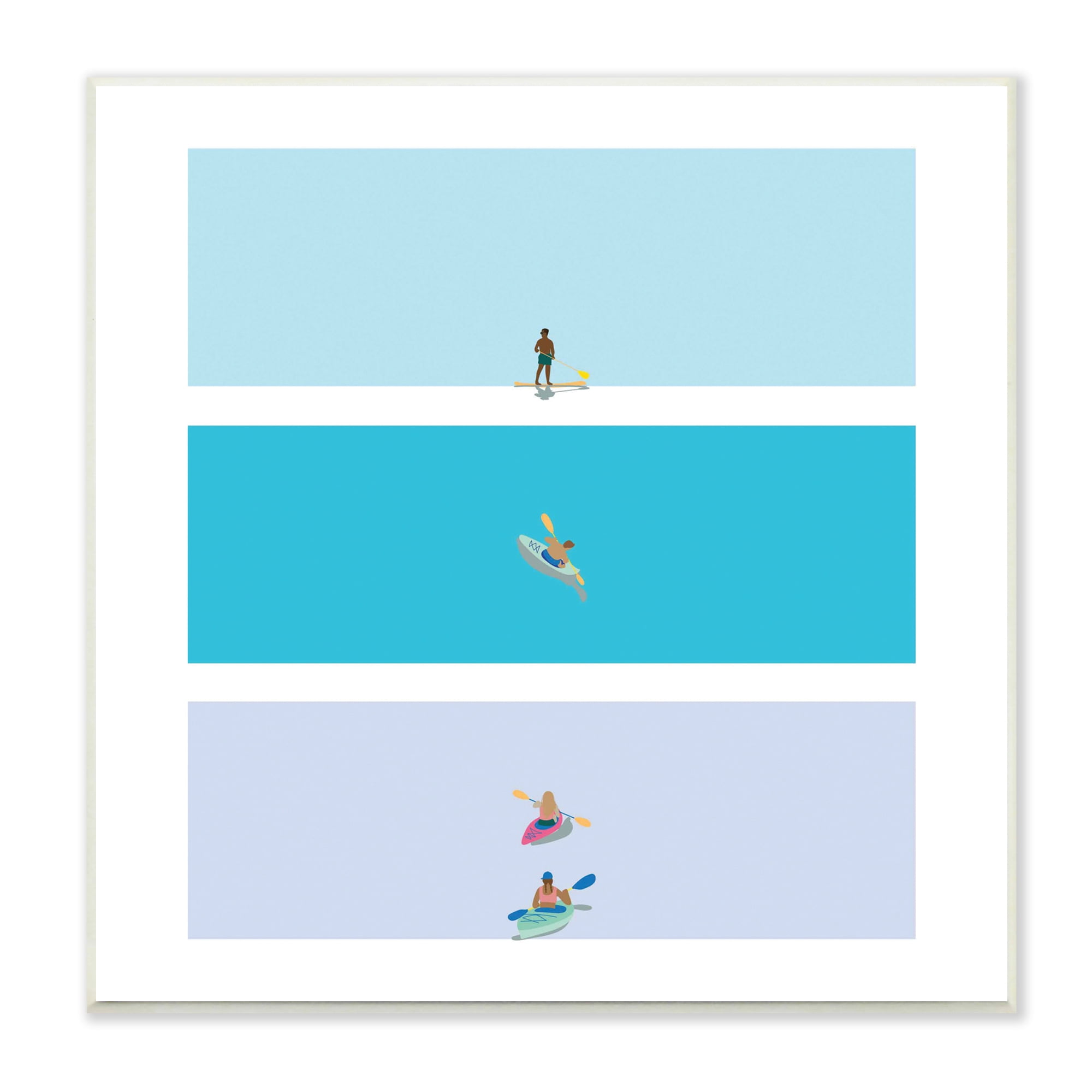 Stupell Industries Modern Paddle Boarding and Kayaks Athletes Summer Sports, 12 x 12, Designed by Make Much Studios