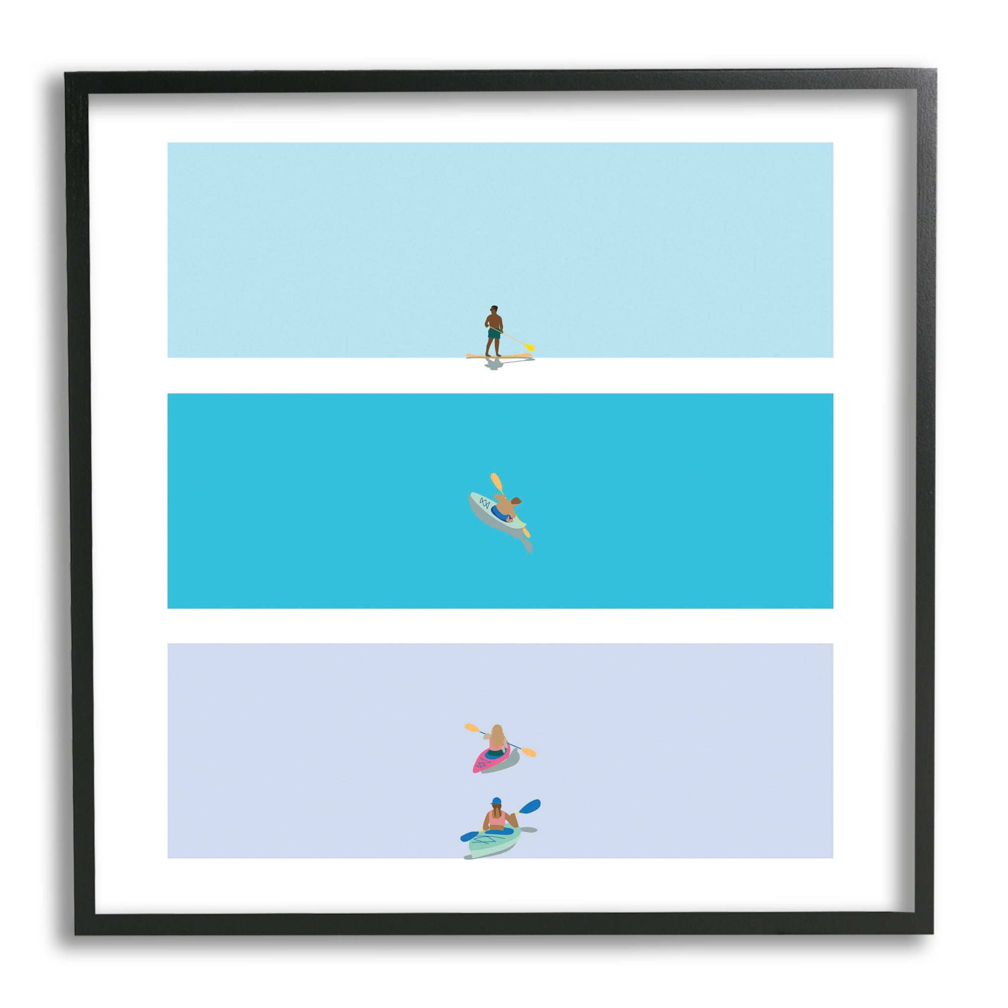 Stupell Industries Modern Paddle Boarding and Kayaks Athletes Summer Sports, 12 x 12, Designed by Make Much Studios