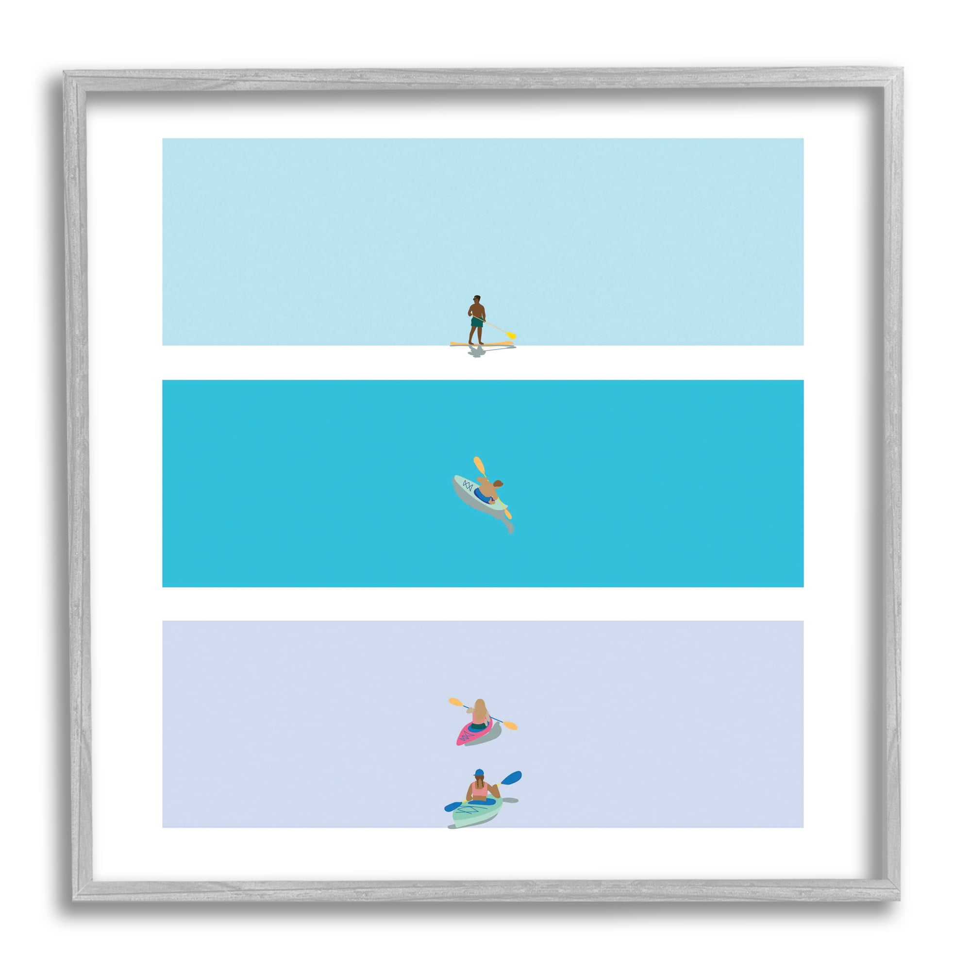 Stupell Industries Modern Paddle Boarding and Kayaks Athletes Summer Sports, 24 x 24, Designed by Make Much Studios