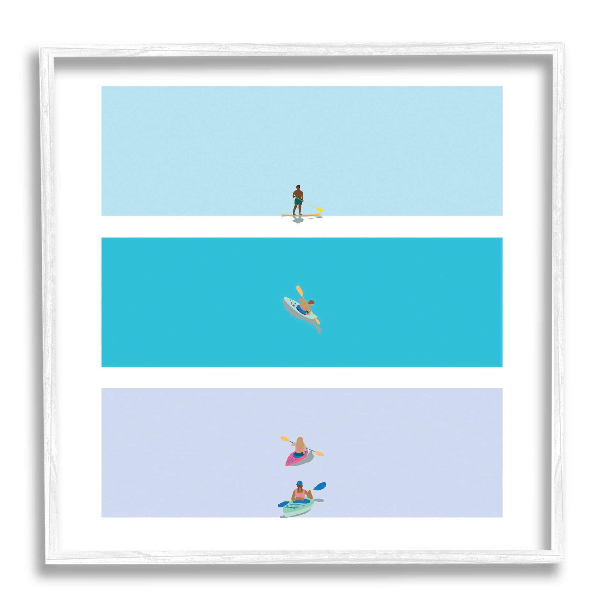 Stupell Industries Modern Paddle Boarding and Kayaks Athletes Summer Sports, 24 x 24, Designed by Make Much Studios