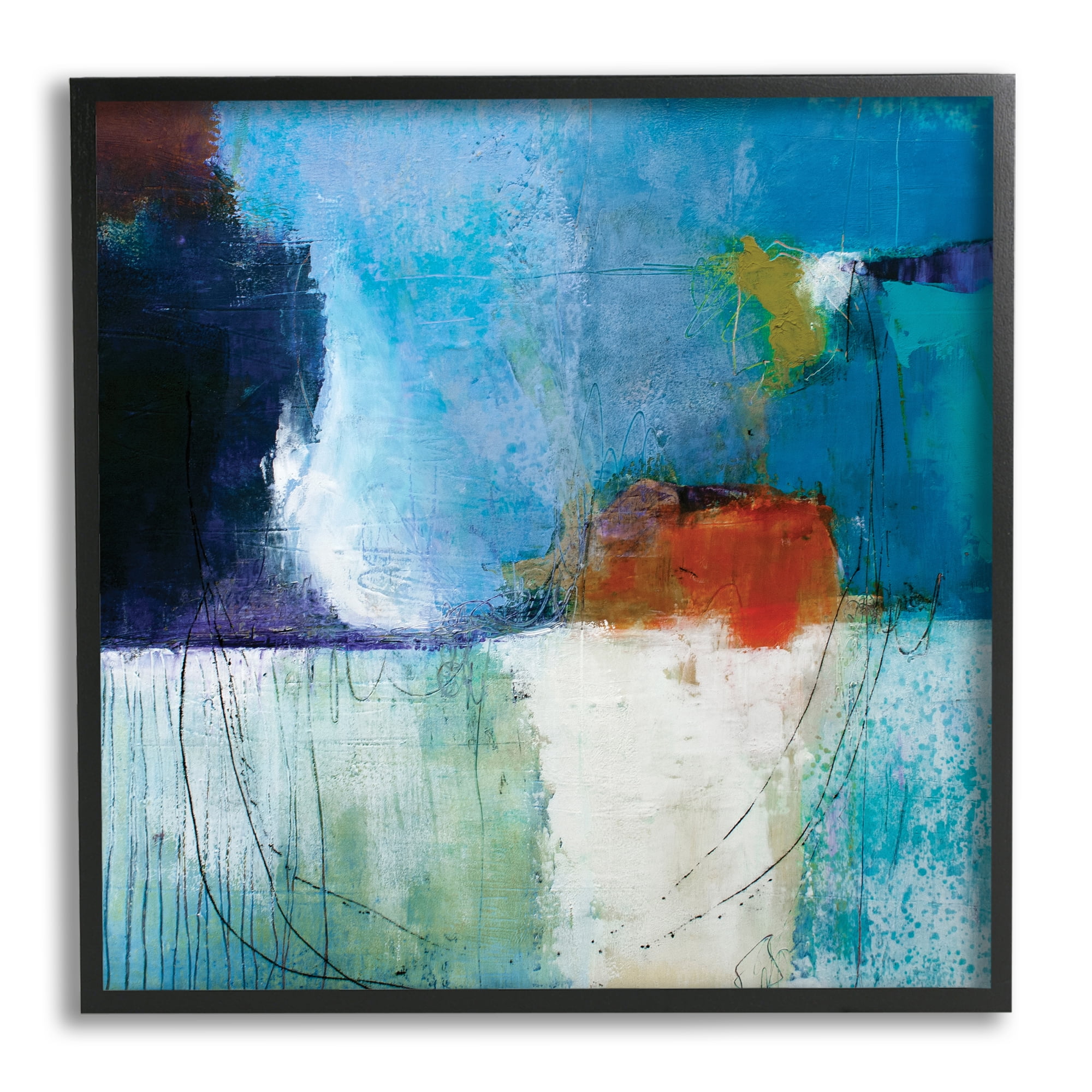 Stupell Industries Modern Paint Abstraction Blue Red White Blocks, 12 x 12, Designed by Pamela K. Beer