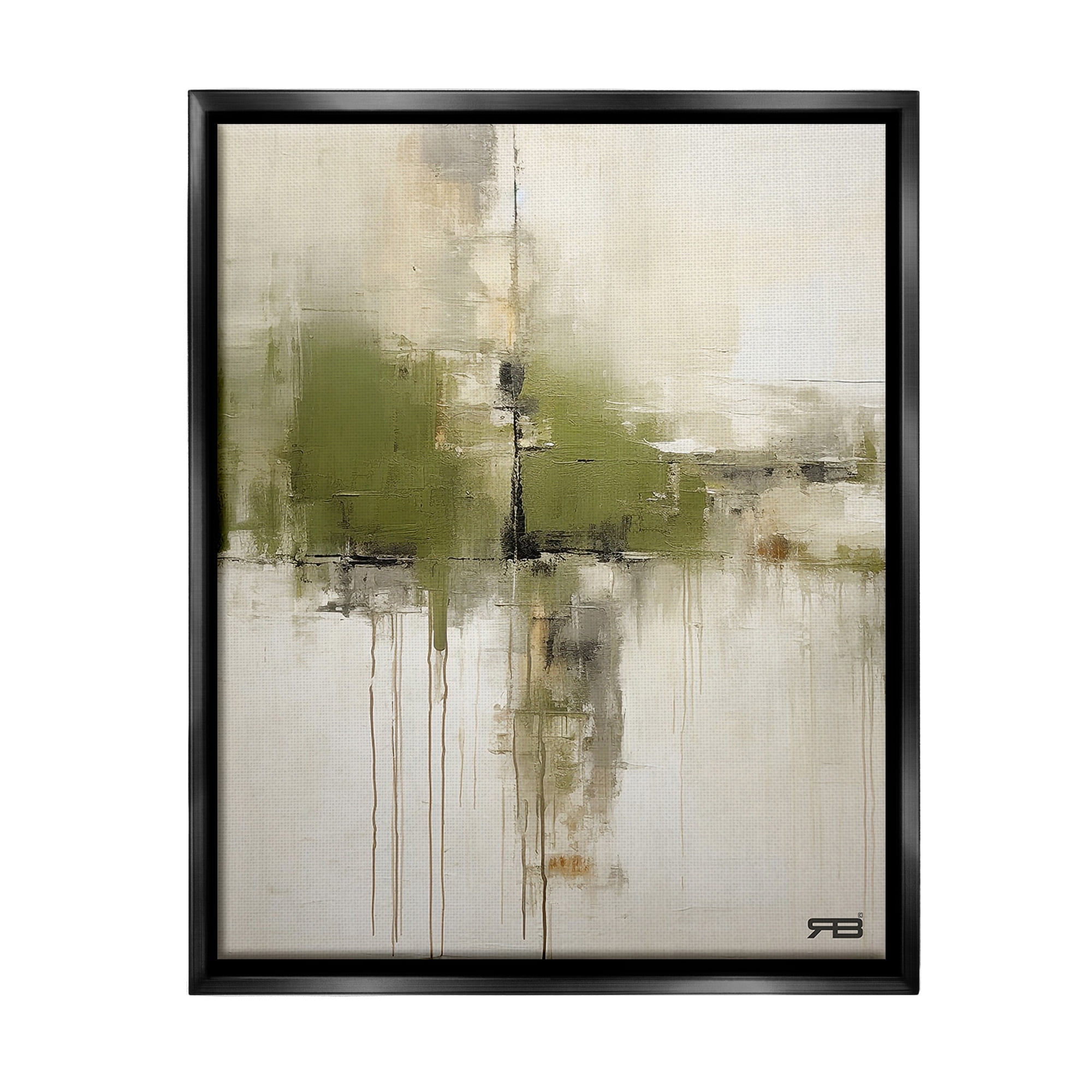 Stupell Industries Modern Paint Drip Horizon Abstract Painting Black Floater Framed Canvas Art Print Wall Art, 25 x 31