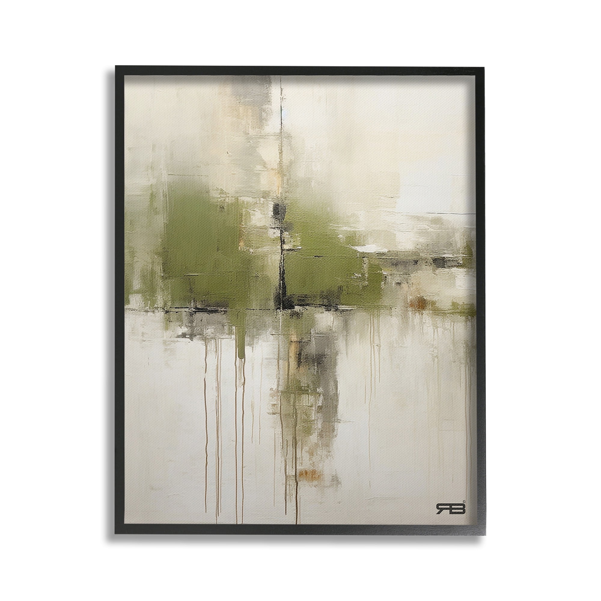 Stupell Industries Modern Paint Drip Horizon Abstract Painting Black Framed Art Print Wall Art, 24 x 30