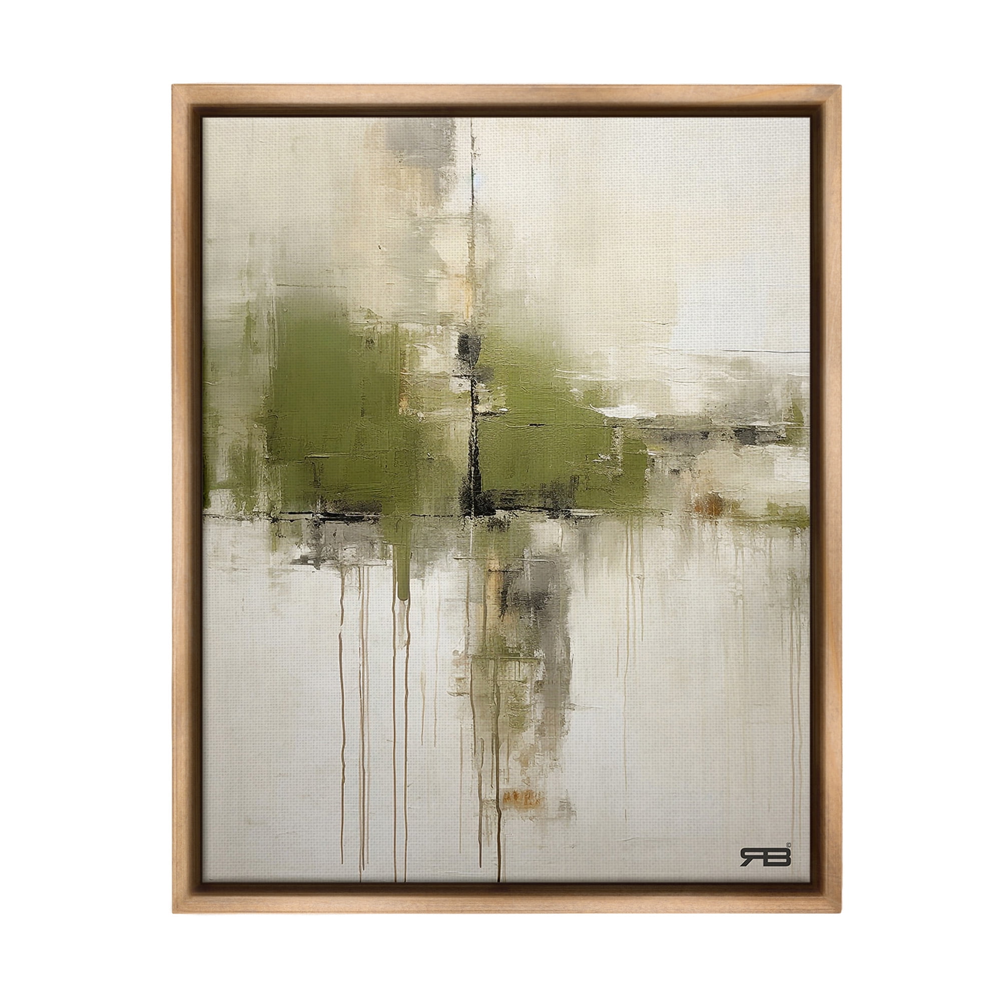 Stupell Industries Modern Paint Drip Horizon Abstract Painting Brown Floater Framed Canvas Art Print Wall Art, 17 x 21