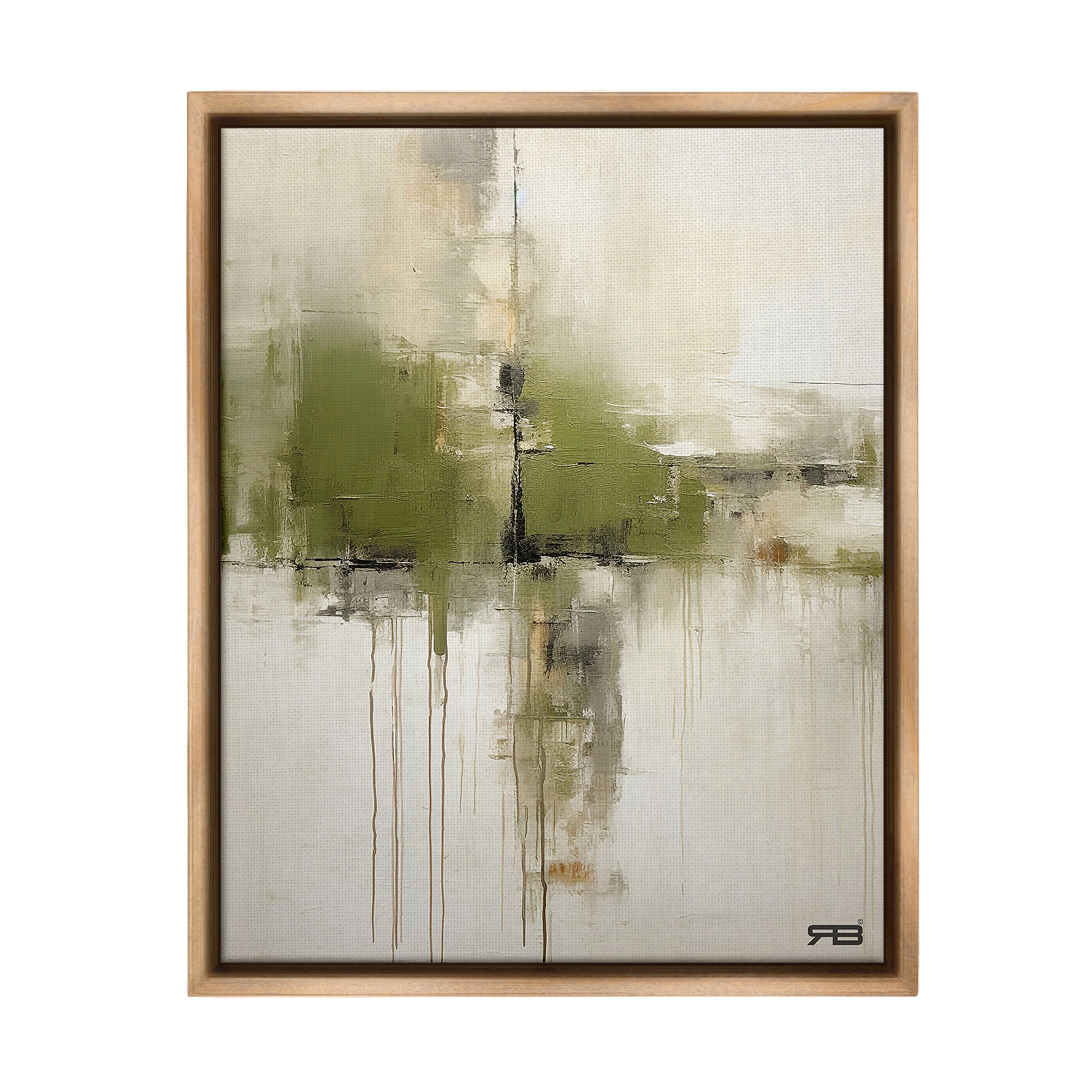 Stupell Industries Modern Paint Drip Horizon Abstract Painting Brown Floater Framed Canvas Art Print Wall Art, 25 x 31