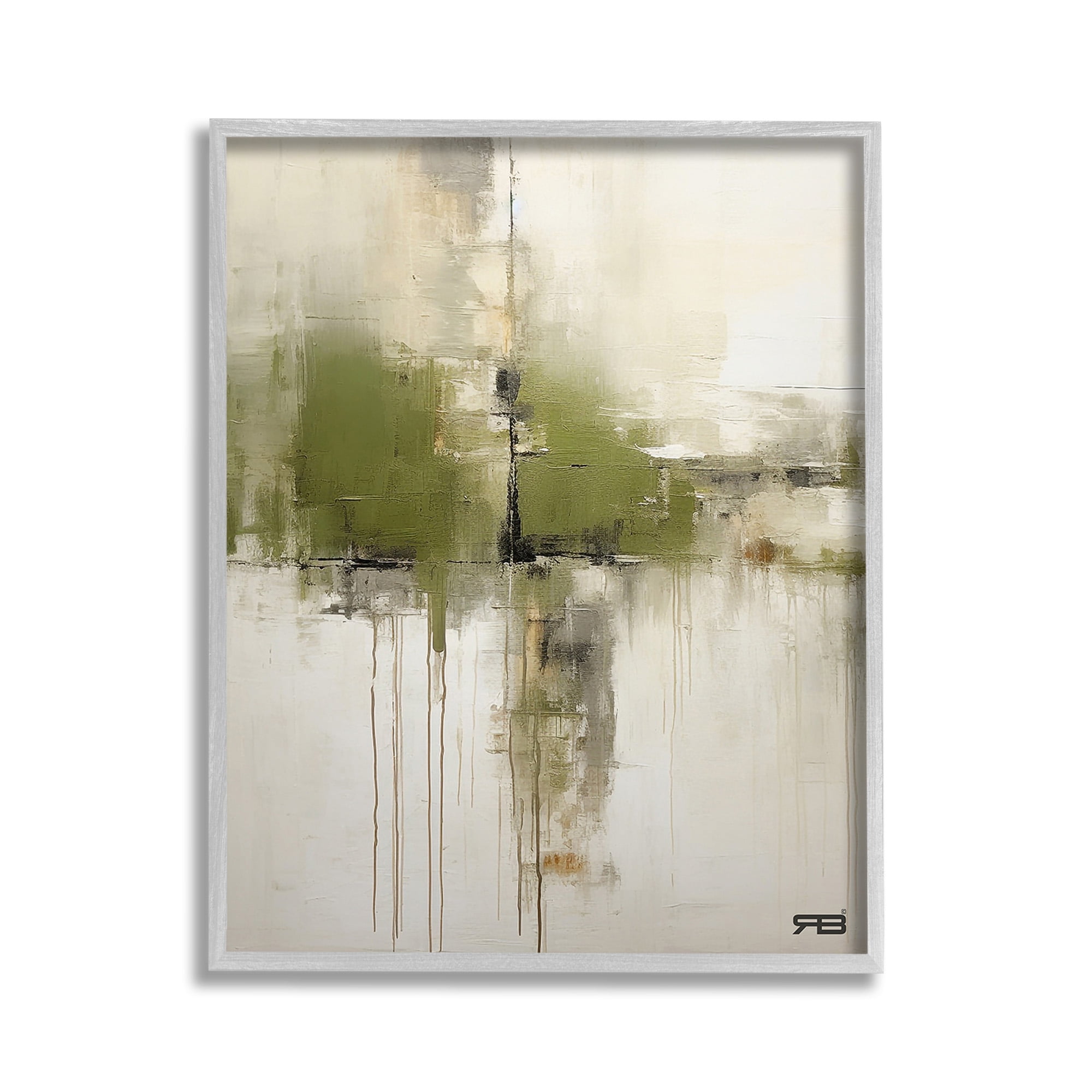 Stupell Industries Modern Paint Drip Horizon Abstract Painting Gray Framed Art Print Wall Art, 11 x 14