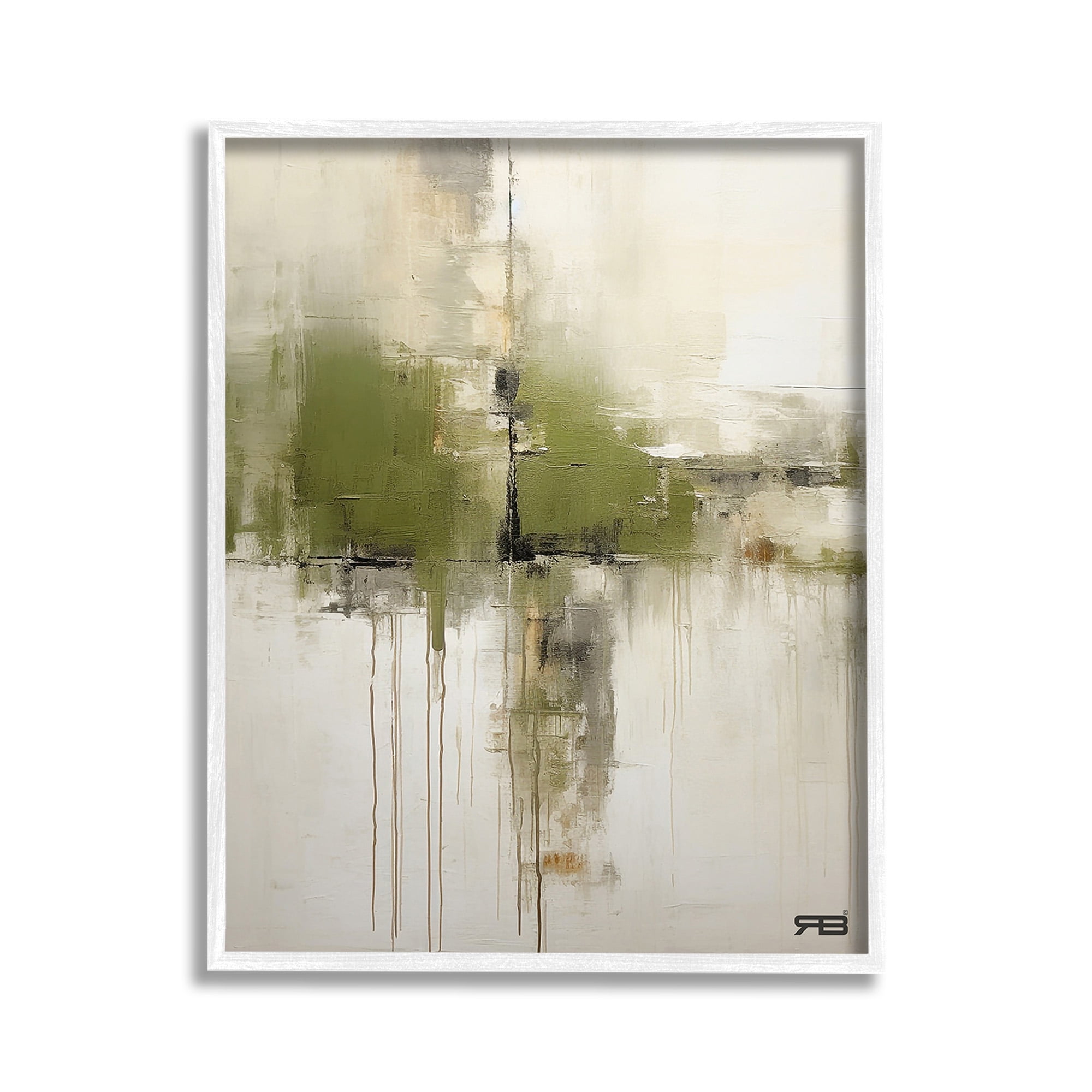 Stupell Industries Modern Paint Drip Horizon Abstract Painting White Framed Art Print Wall Art, 11 x 14