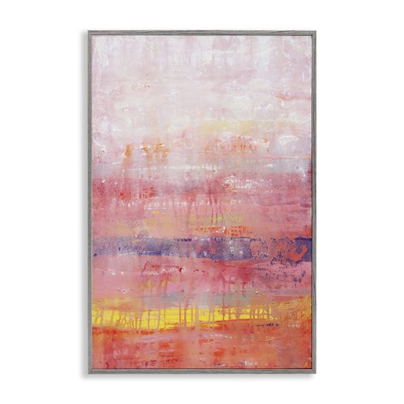 Stupell Industries Contemporary Modern Paint Drip on Pink Gray Framed Giclee Art, 20 x 30, by Hilary Winfield