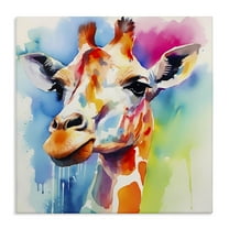 Stupell Industries Modern Paint Giraffe Animals & Insects Painting Gallery Wrapped Canvas Art Print Wall Art, 17 x 17