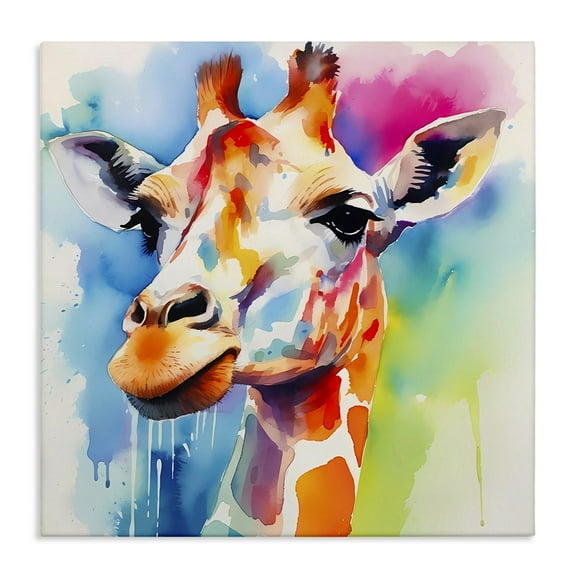 Stupell Industries Modern Paint Giraffe Animals & Insects Painting Gallery Wrapped Canvas Art Print Wall Art, 17 x 17