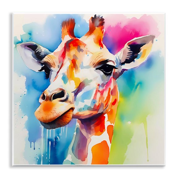 Stupell Industries Modern Paint Giraffe Animals & Insects Painting Unframed Art Print Wall Art, 12 x 12