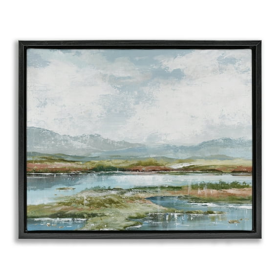 Stupell Industries Modern Paint Landscape Landscape Painting Black Floater Framed Art Print Wall Art, 31 x 25
