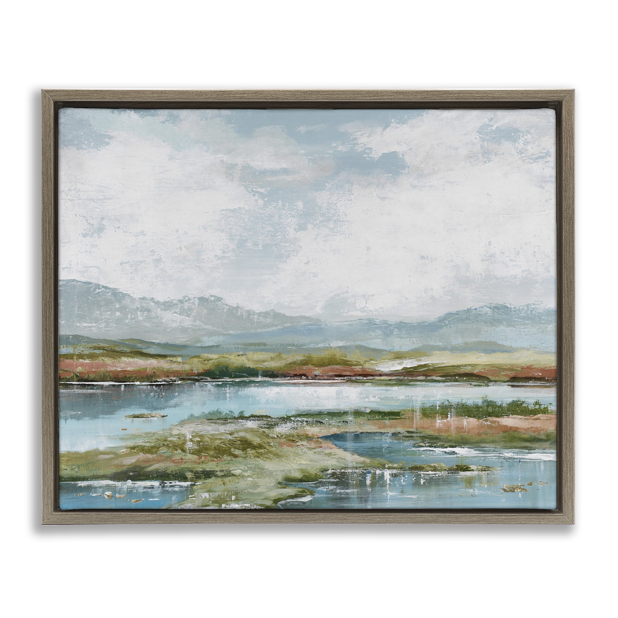 Stupell Industries Modern Paint Landscape Landscape Painting Brown Floater Framed Art Print Wall Art, 31 x 25