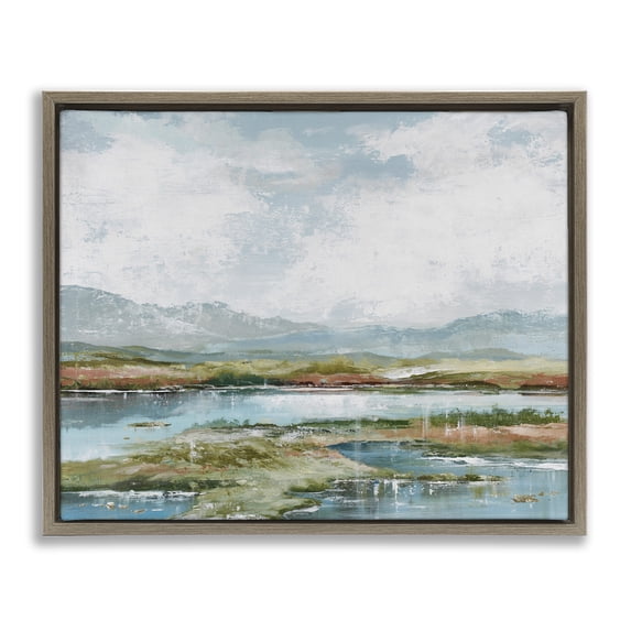 Stupell Industries Modern Paint Landscape Landscape Painting Brown Floater Framed Art Print Wall Art, 31 x 25