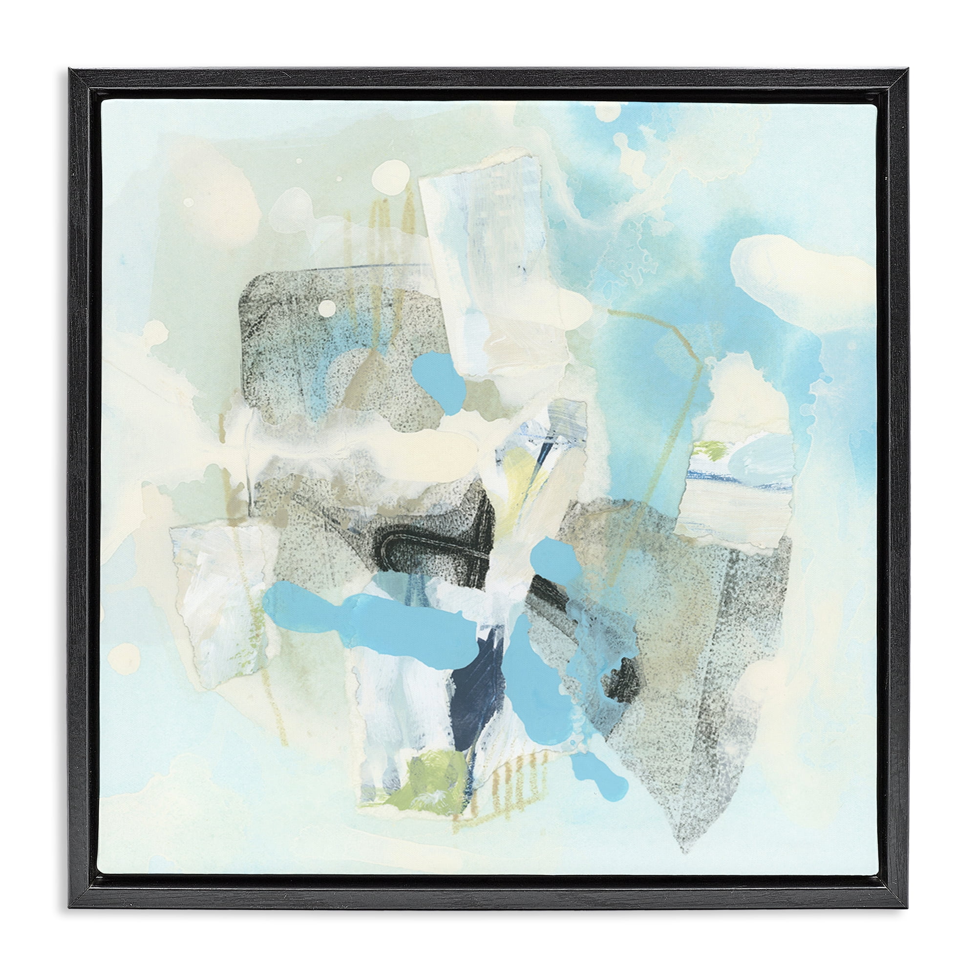 Stupell Industries Modern Paint Splash Abstract Abstract Painting Black Floater Framed Canvas Art Print Wall Art, 25 x 25
