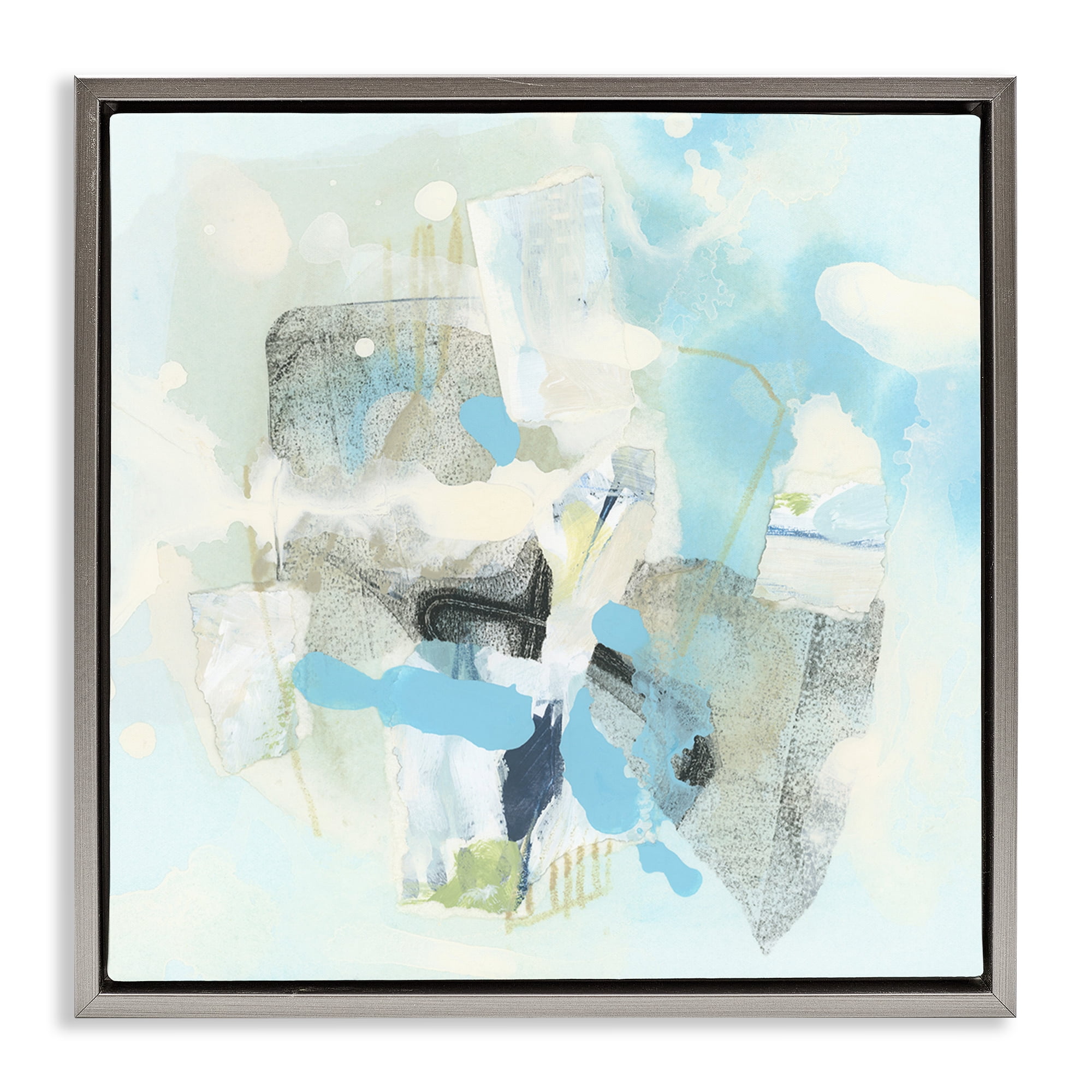 Stupell Industries Modern Paint Splash Abstract Abstract Painting Gray Floater Framed Canvas Art Print Wall Art, 18 x 18