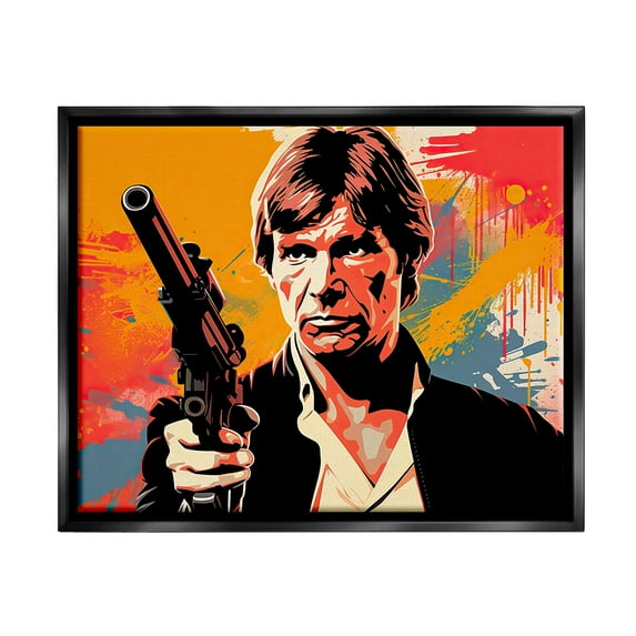 Stupell Industries Modern Paint Splash Sci-Fi Fairy Tales & Fantasy Painting Black Floater Framed Canvas Art Print Wall Art, 31 x 25