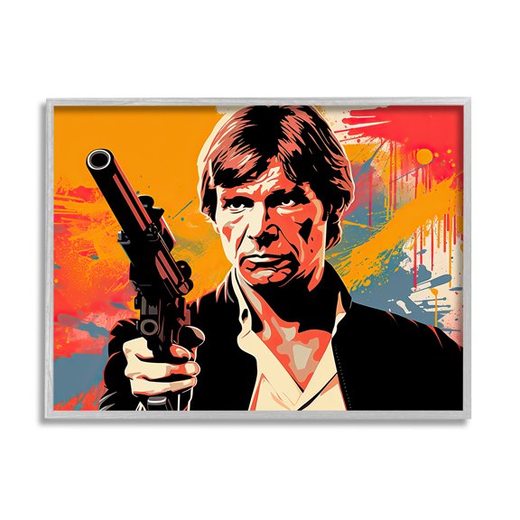 Stupell Industries Modern Paint Splash Sci-Fi Fairy Tales & Fantasy Painting Gray Framed Art Print Wall Art, 20 x 16